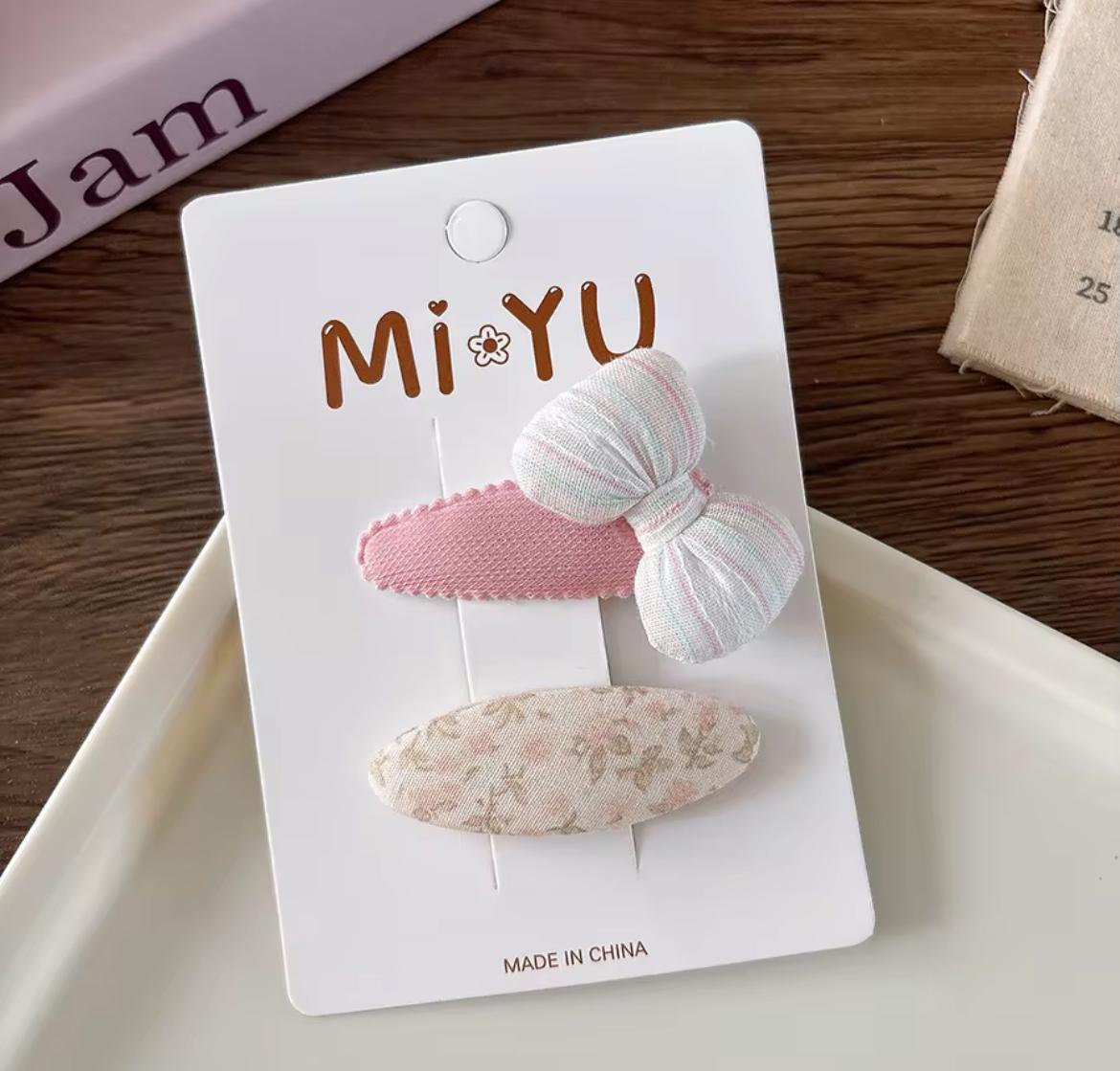Girls’ 2-Piece Hair Clip Set – Pastel Bows & Floral Styles