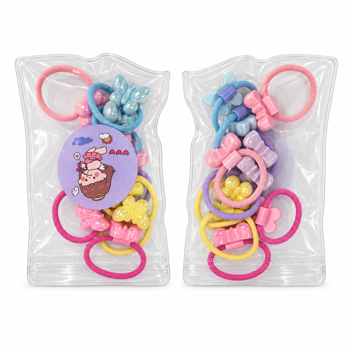 Girls’ Pastel Charm Hair Ties – Assorted Set