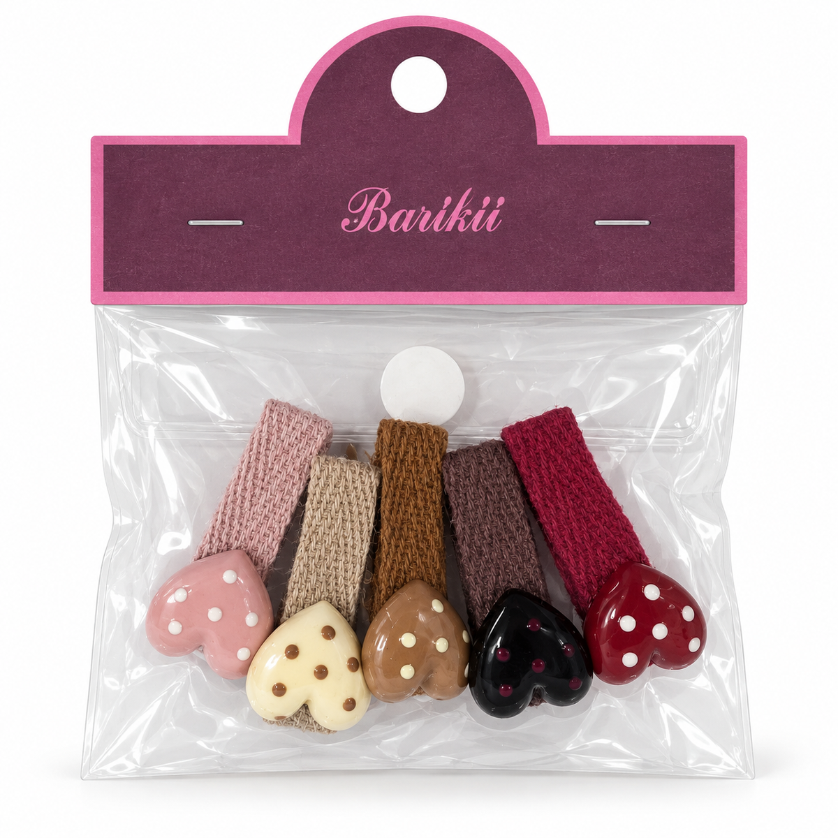 Girls’ 5-Piece Fabric Hair Clip Set – Star, Bear & Heart Styles