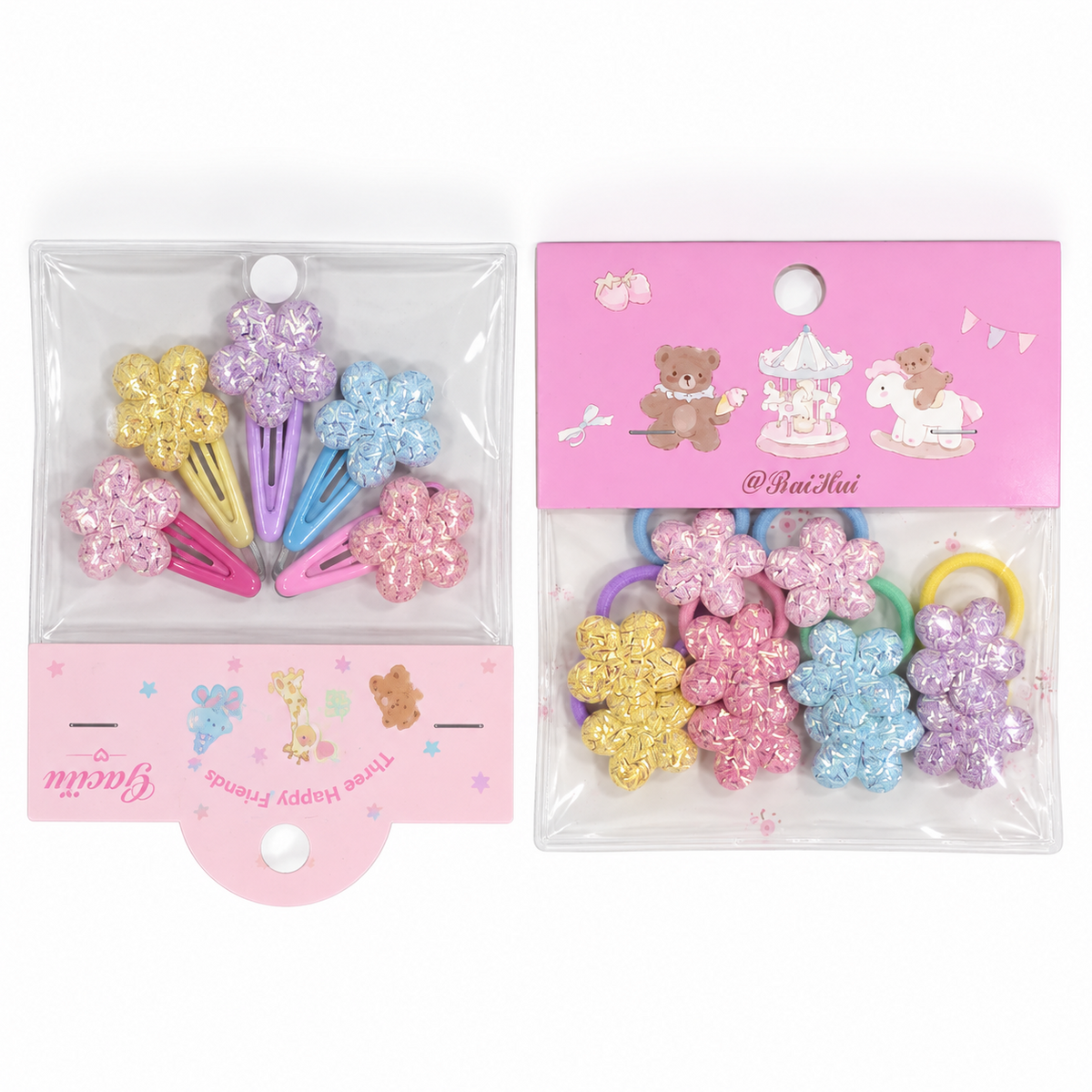 Baby & Toddler Pastel Glitter Hair Ties & Clips – Individual Packs or Matching Bundle