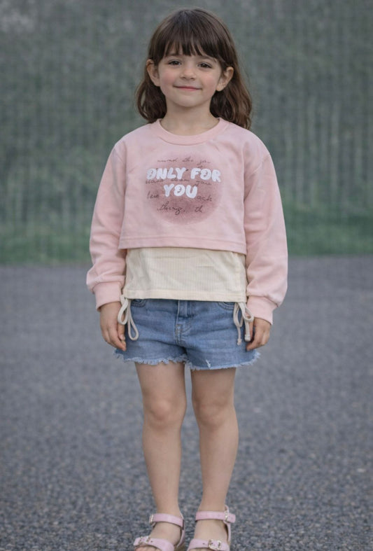 Only For You Layered Pink Cotton Shirt