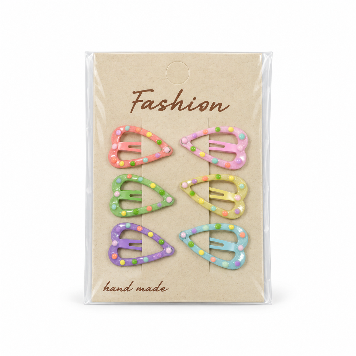 6-Piece Pastel Beaded Hair Clip Set – Assorted Shapes