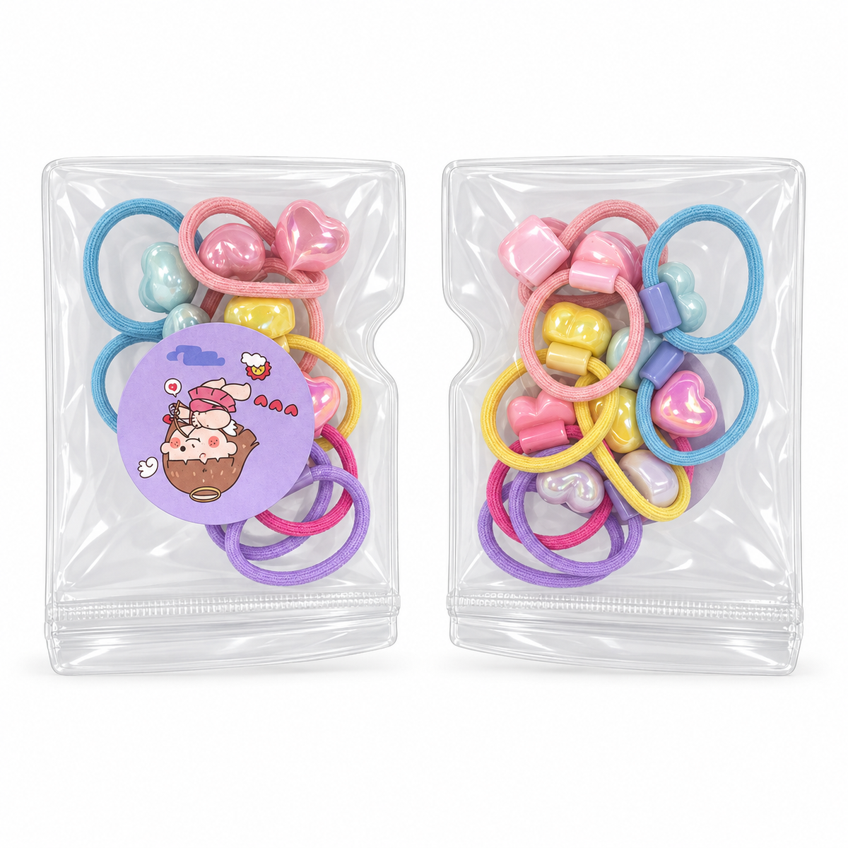 Girls’ Pastel Charm Hair Ties – Assorted Set