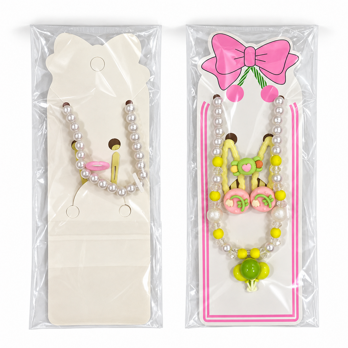 Kids’ 4-Piece Jewelry & Hair Accessory Set – Necklace, Ring & Hair Clips