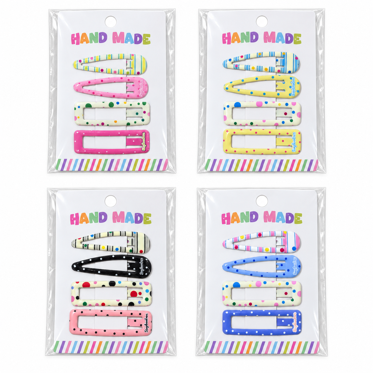 Girls Hair Clip Bundle – 5 Packs of Cute Snap Clips (Handmade Style)