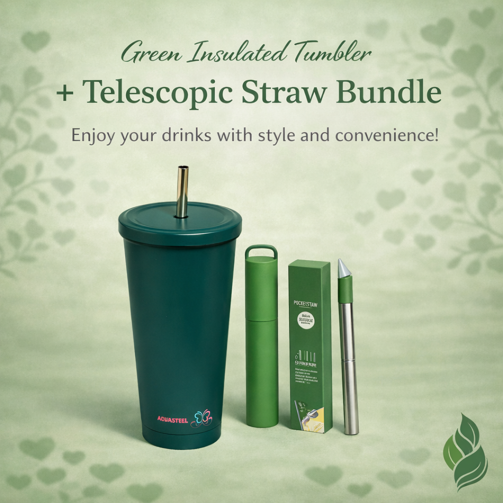 Holiday Love Season – Evergreen Insulated Tumbler & Telescopic Straw Bundle