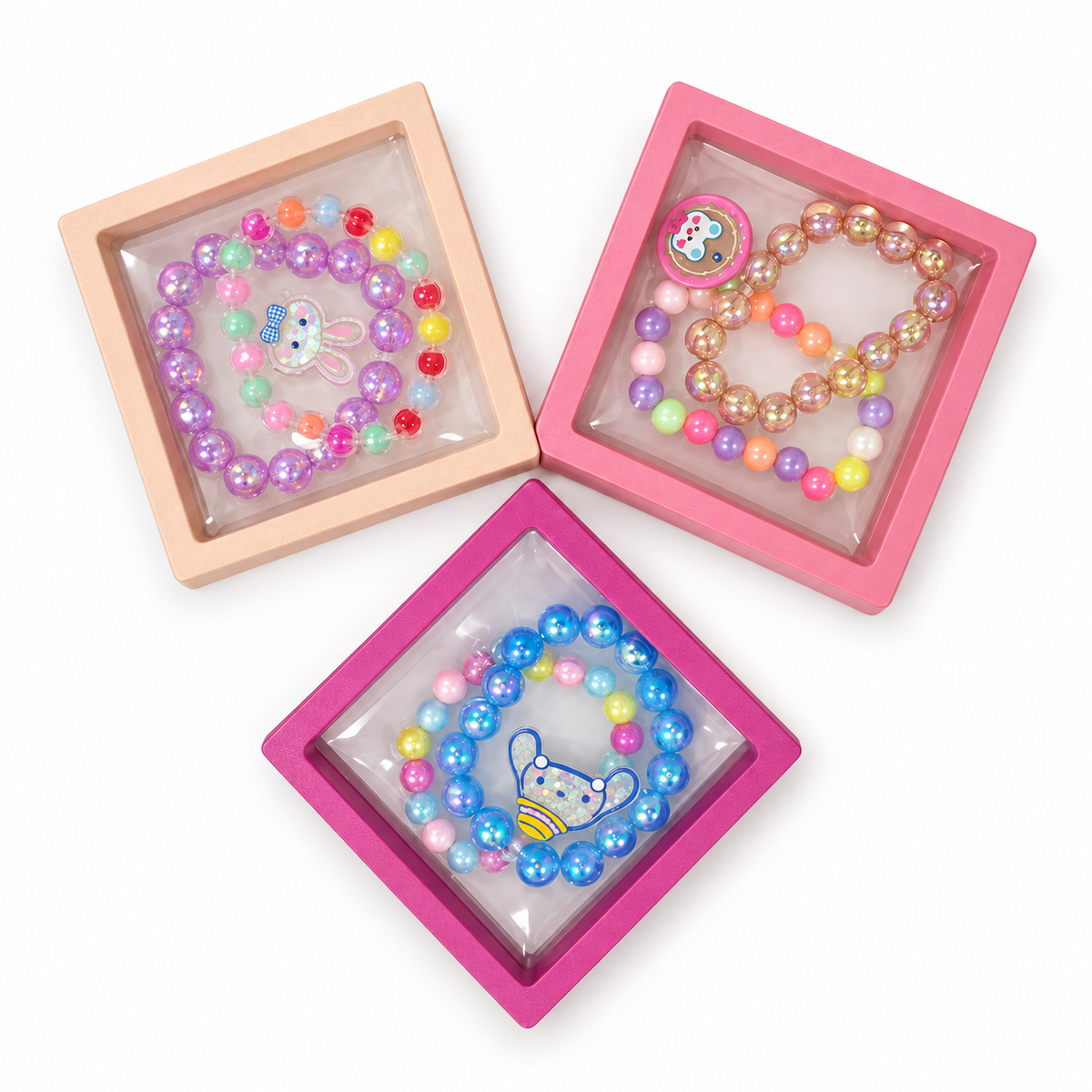 Kids’ Beaded Bracelet Gift Set – Character & Pearl Styles
