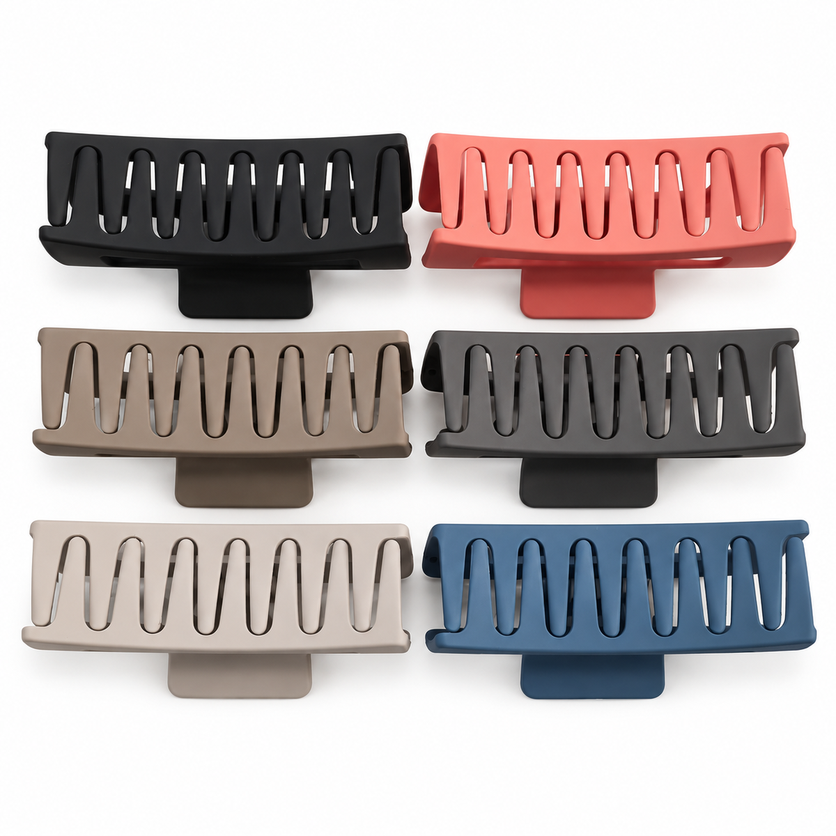 Large Matte Rectangular Hair Claw Clip – 6 Colors