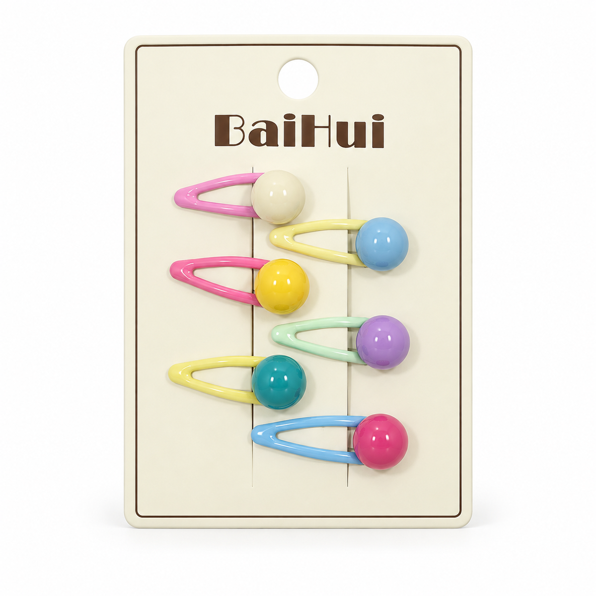 Girls’ 6-Piece Pastel Snap Hair Clip Set – Flower & Round Designs
