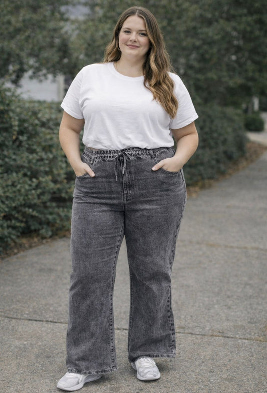 Ash Grey High-Waist Denim