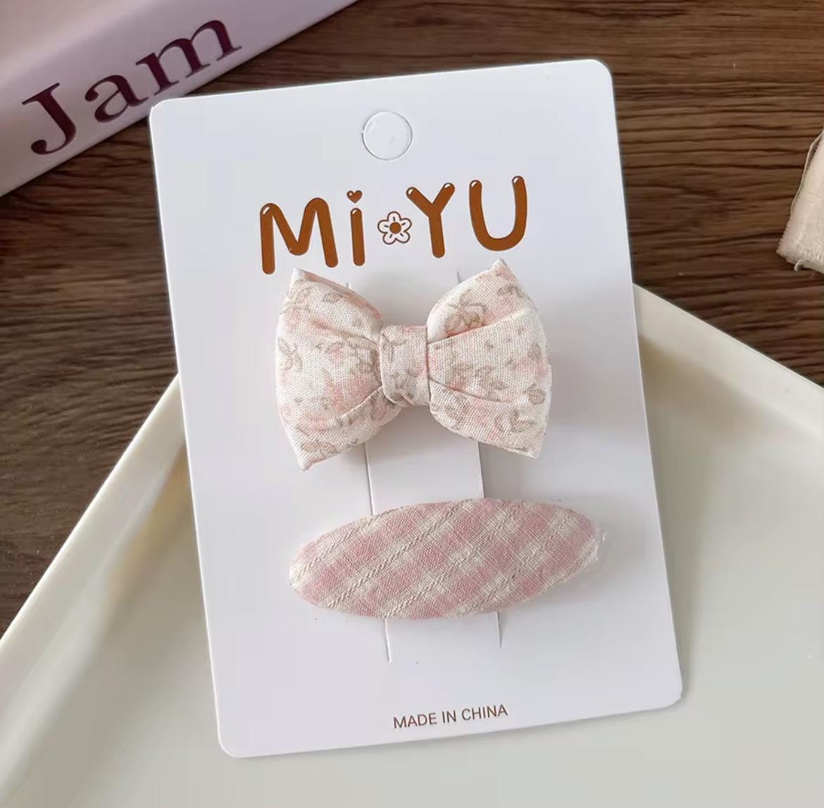 Girls’ 2-Piece Hair Clip Set – Pastel Bows & Floral Styles