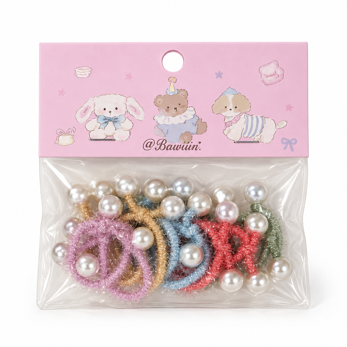 Girls’ Pearl Bead Hair Ties – 10-Piece Set