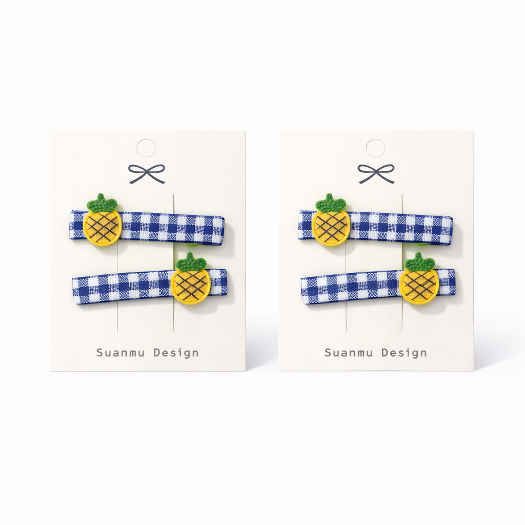 Kids Fruit Hair Clips – Cherry, Pineapple, Carrot & Strawberry Snap Clips