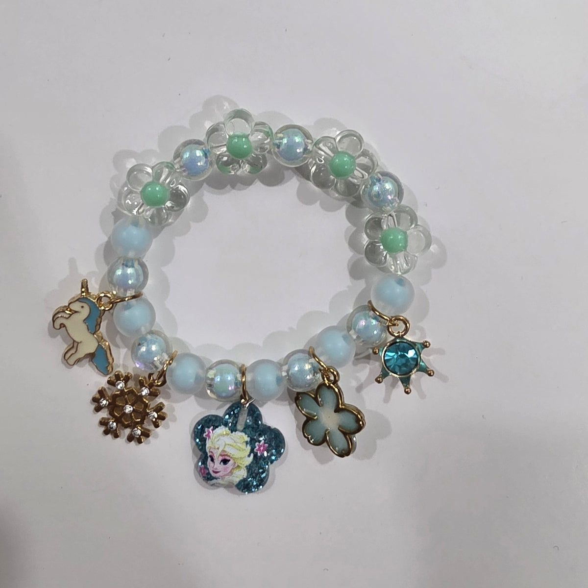 Girls’ Princess Charm Beaded Bracelet – Stretch Design