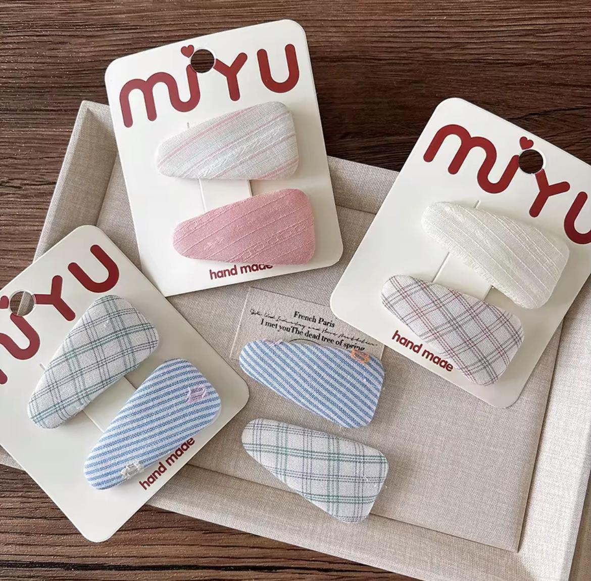 Kids’ 2-Piece Fabric Hair Clip Set – Soft Stripes & Plaids
