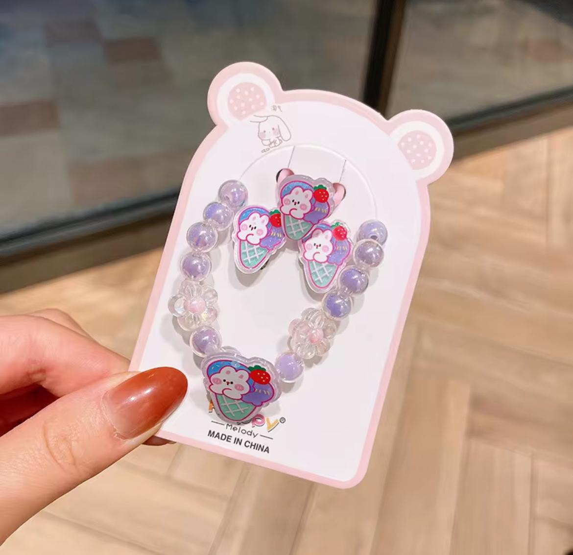 Kids’ Bracelet, Ring & Clip-On Earrings Set