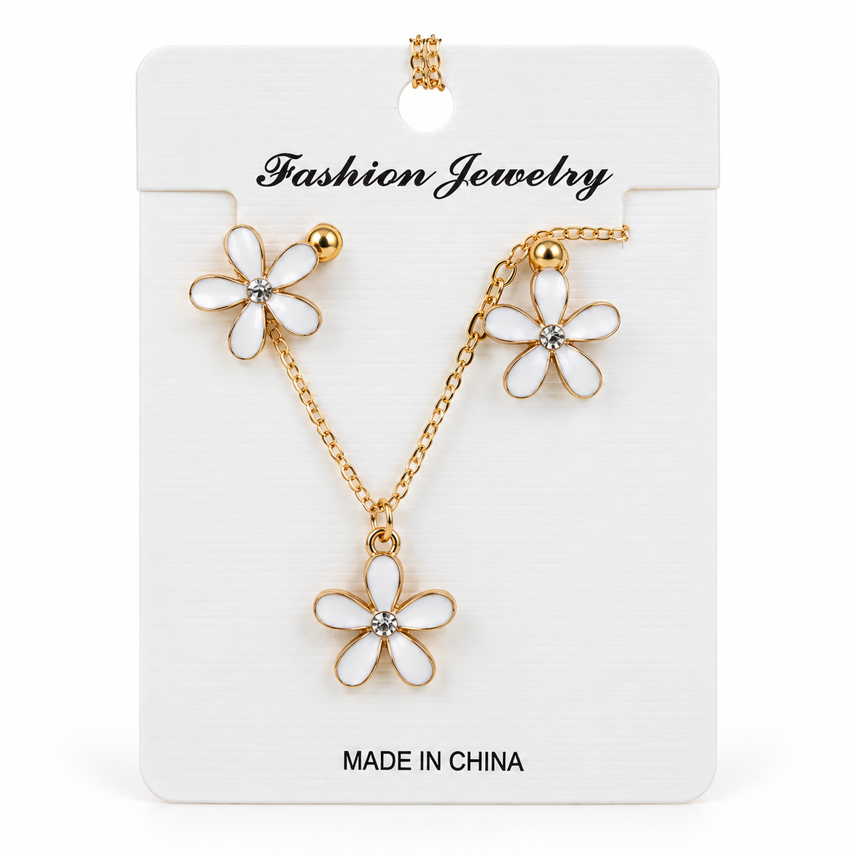 Girls’ Matching Necklace & Earrings Set – Daisy and Rainbow Styles