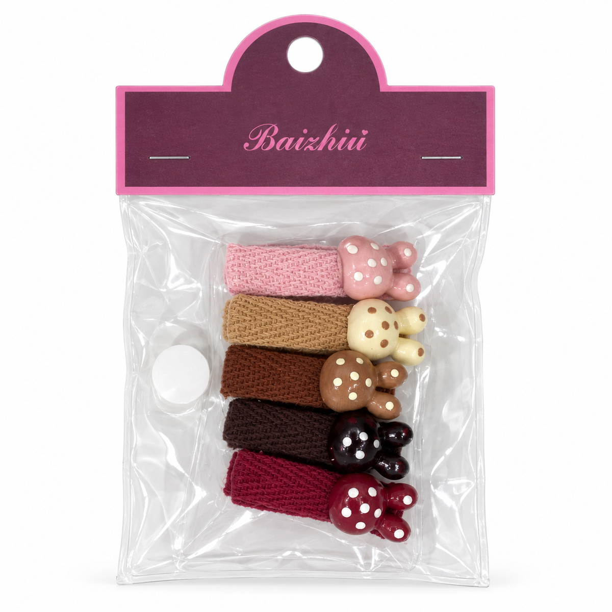 Girls’ 5-Piece Fabric Hair Clip Set – Star, Bear & Heart Styles