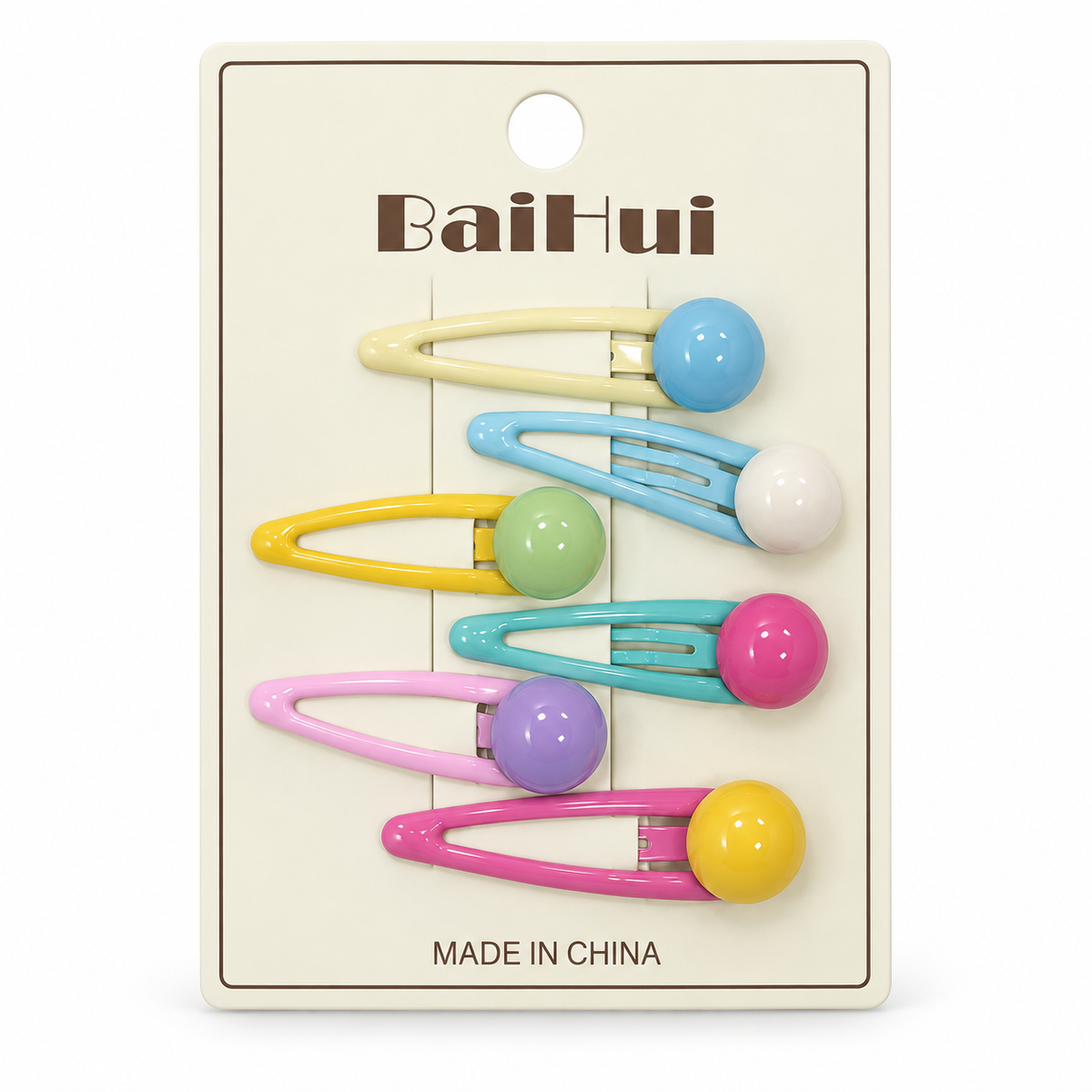 Girls’ 6-Piece Pastel Snap Hair Clip Set – Flower & Round Designs