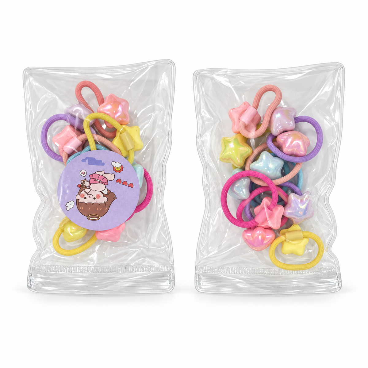 Girls’ Pastel Charm Hair Ties – Assorted Set