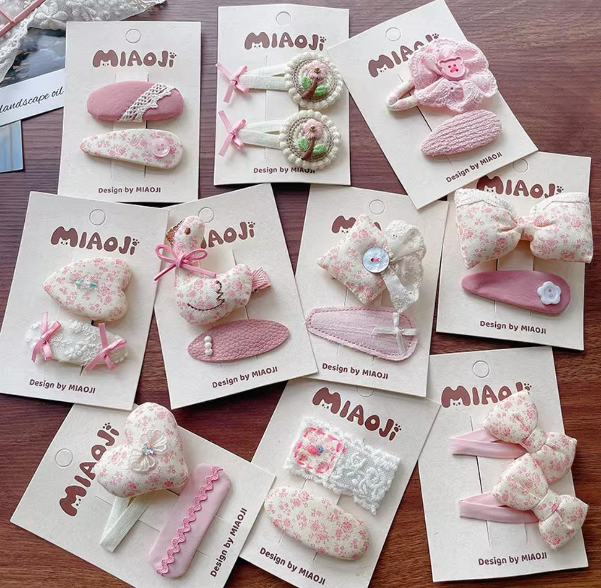 Girls’ 2-Piece Hair Clip Set – Pastel Bows & Floral Styles
