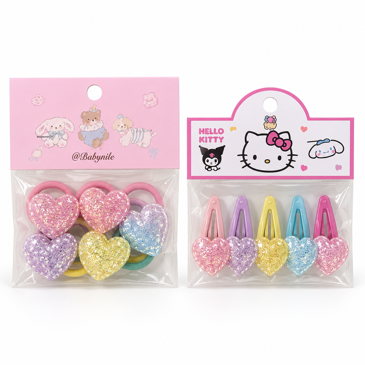 Baby & Toddler Pastel Glitter Hair Ties & Clips – Individual Packs or Matching Bundle