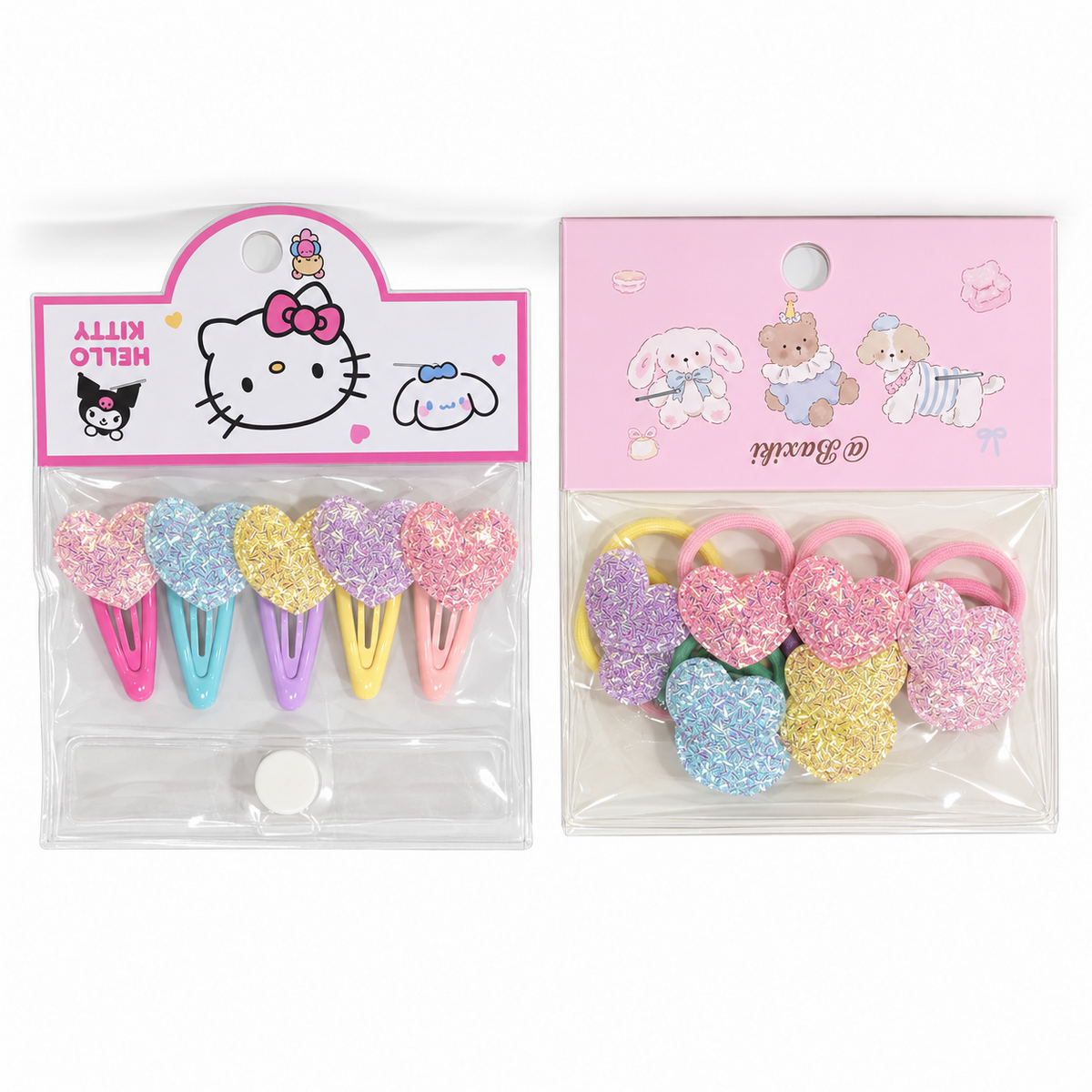Baby & Toddler Pastel Glitter Hair Ties & Clips – Individual Packs or Matching Bundle