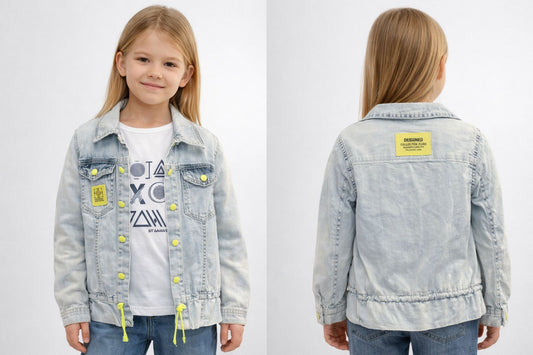Girls 2-Piece Light Denim Jacket & Graphic T-Shirt Set
