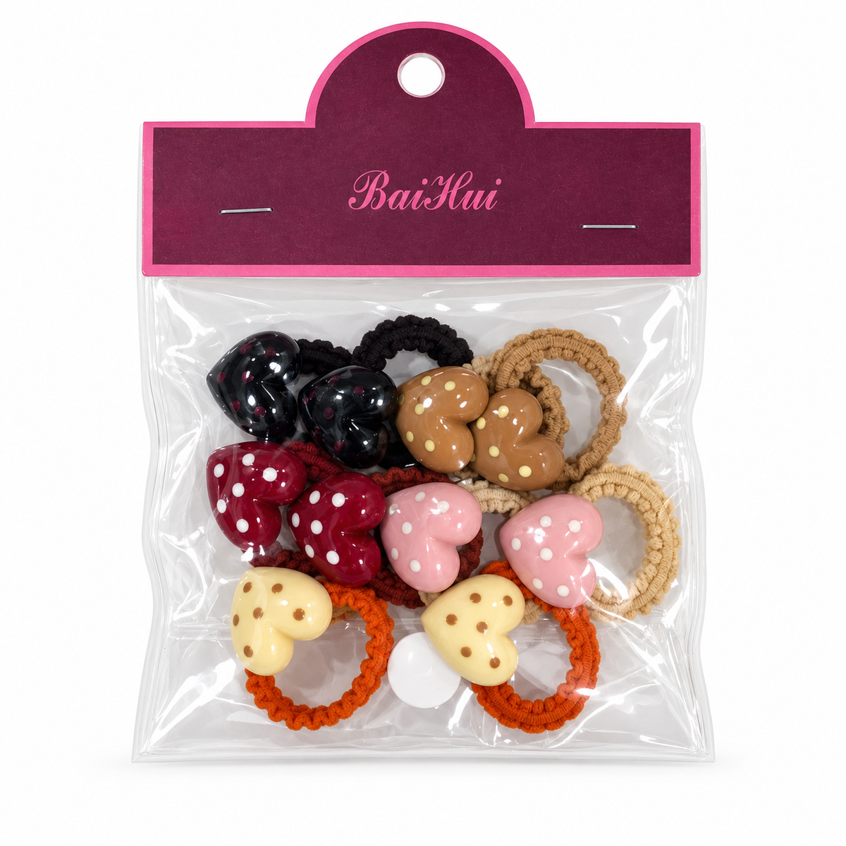 Girls’ Neutral Polka-Dot Hair Ties – 10-Piece Pack