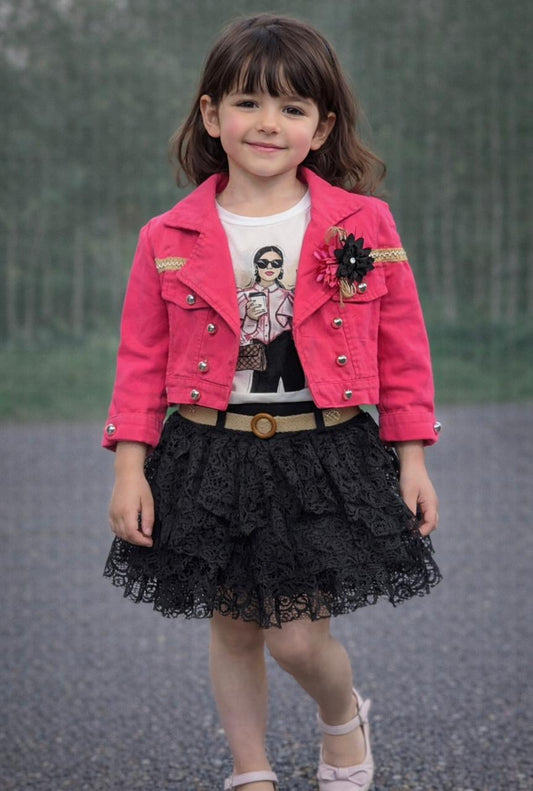 Little Chic Pink Lace 3-Piece Set