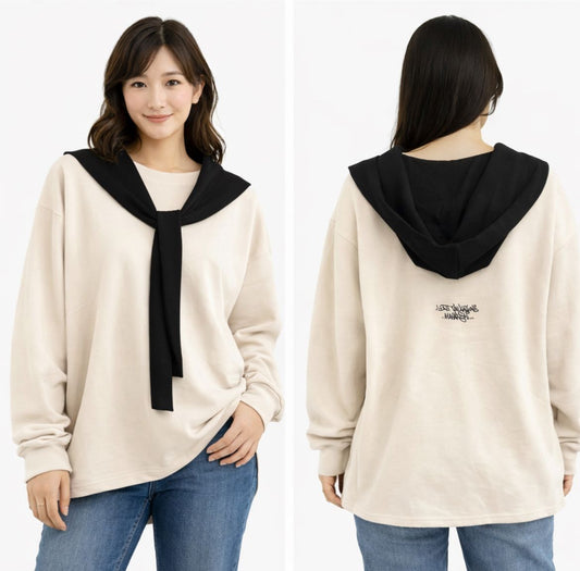 Oversized Hoodie Detail Sweatshirt