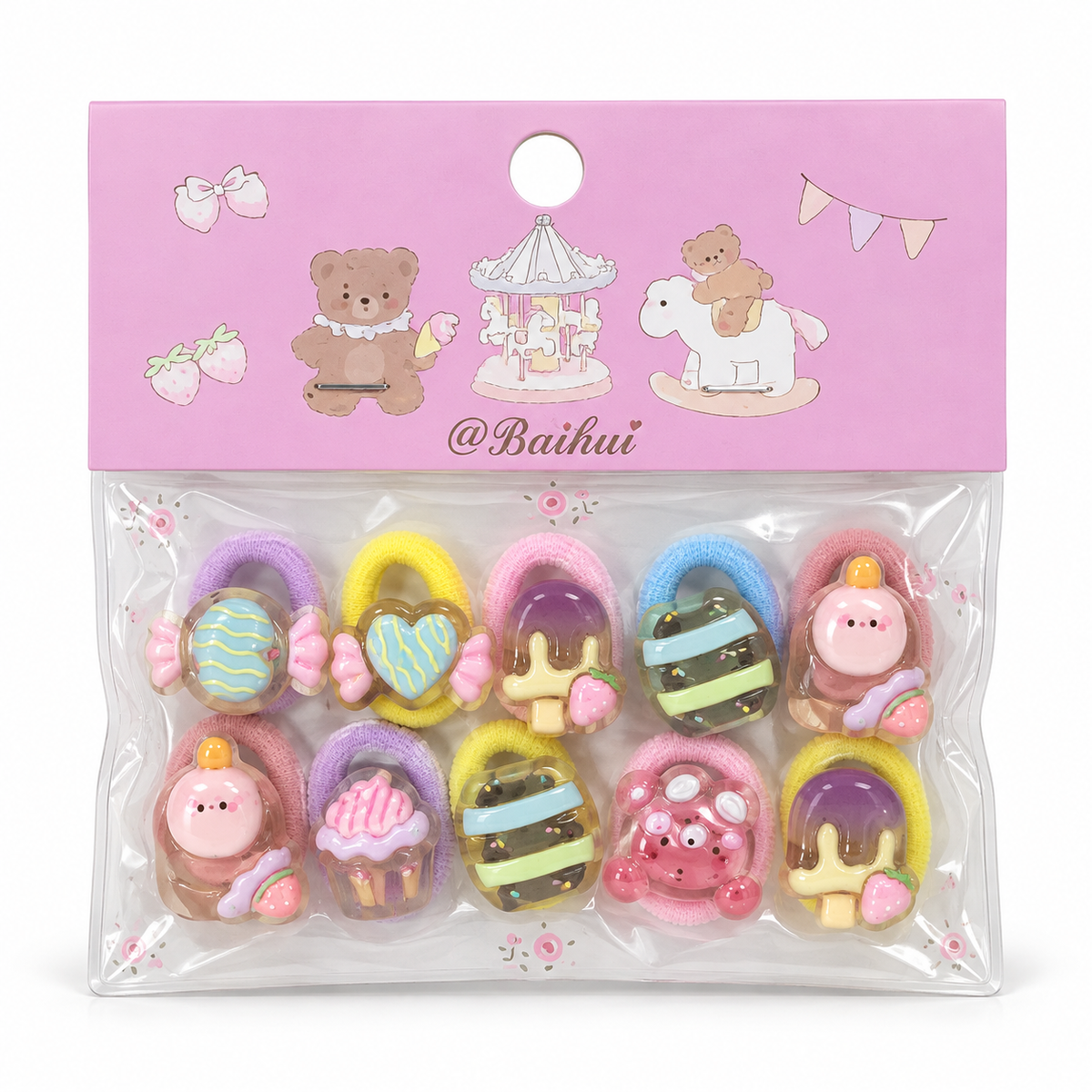 Baby Girls’ Decorative Hair Ties – 10-Piece Set