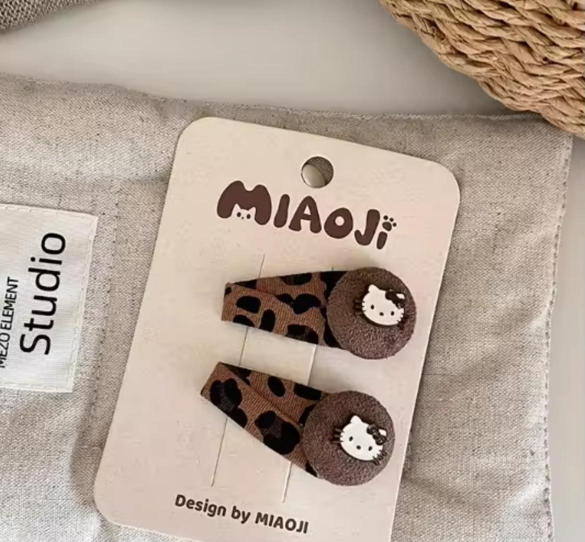Kids’ 2-Piece Leopard-Print Hair Clip Set – Cat & Bow Styles